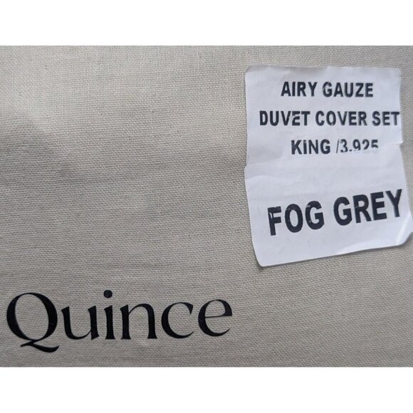Quince 100% Organic Cotton Airy Gauze Duvet Cover 3PC Set Fog Grey King/Cal-NEW- - Picture 2 of 7
